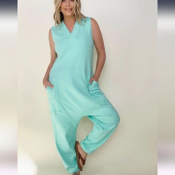 New Zenana Solid Sleeveless Harem Jumpsuit - Picture 9 of 16